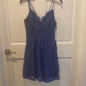 Ladies Special Occassion Prom wedding Sparkle Blue Dress 7/8